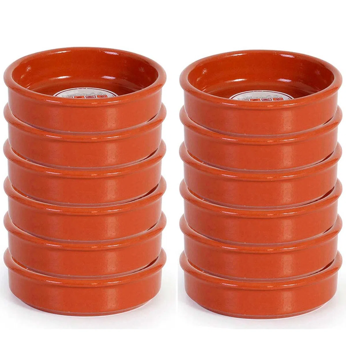 Acan Tradineur - Pack de 12 Cazuelas Redondas de Barro - Aptas para vitro y Horno - Ideales para guisos y asados caseros –Ø 10 cm