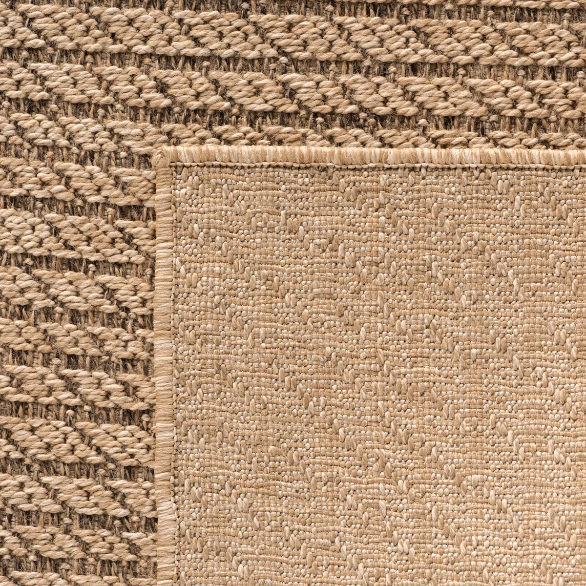 HomebyHome Alfombra Exterior 200x290 cm Resistente a la Intemperie Fácil Cuidado Aspecto Yute Natural Diseño Escandinavo para Salón Dormitorio Terraza Balcón Jardín
