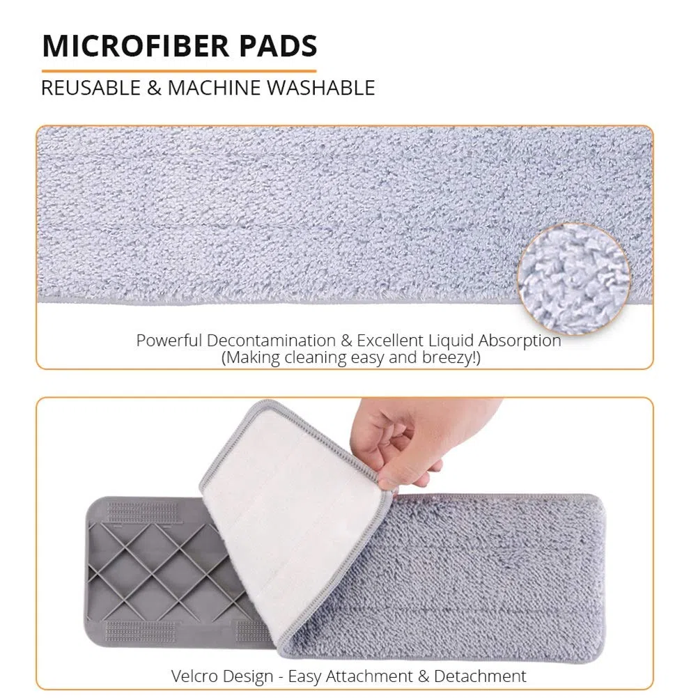 Fregona con pulverizador manual, Herramientas de limpieza del hogar, fregona para lavar el suelo, fregona limpiadora de suelos planos con almohadillas de microfibra de repuesto To pursue happiness