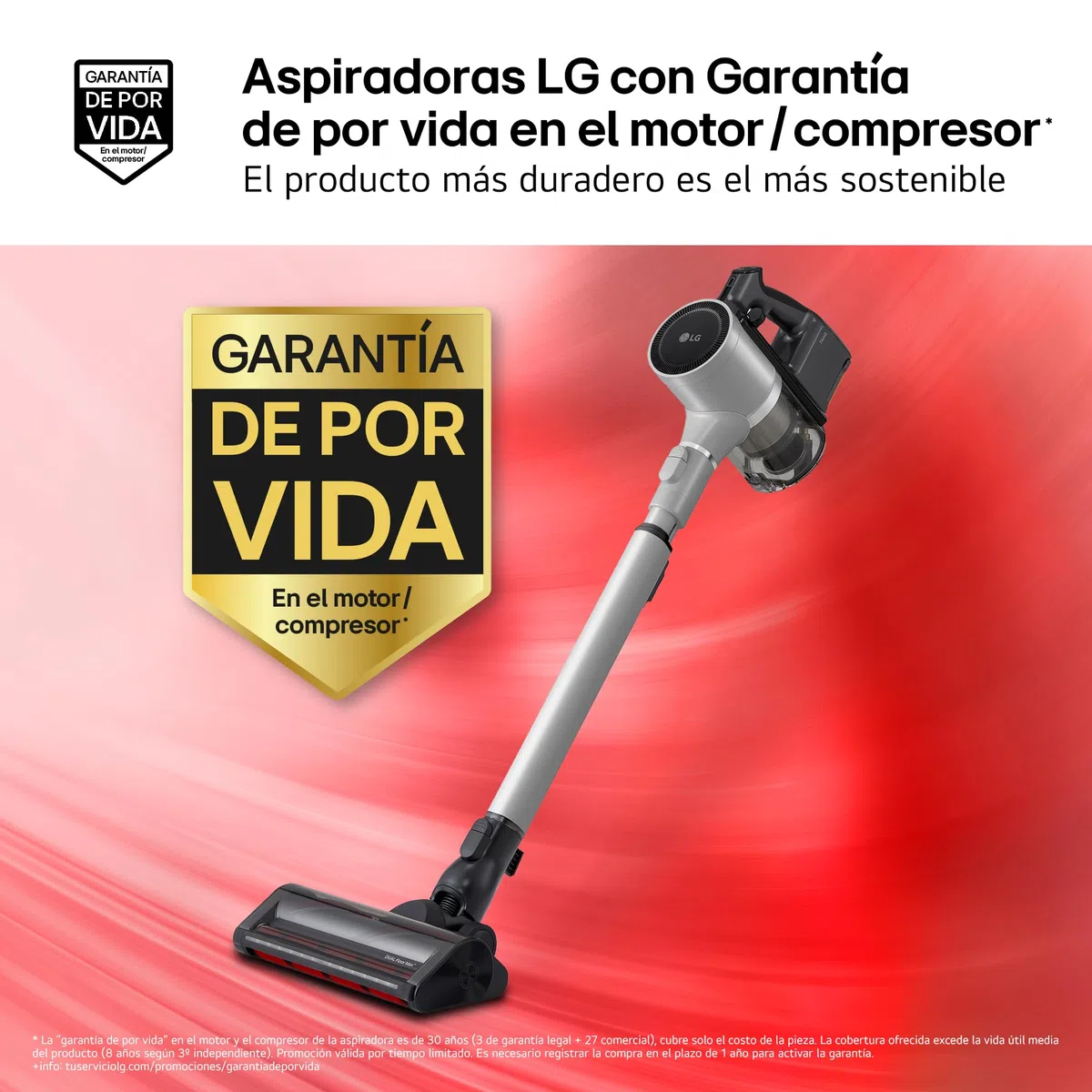 LG A9K-CORE3S - Aspirador Escoba, Kompressor 260W succión, con Doble batería y Sistema de compresión de Polvo, Silver
