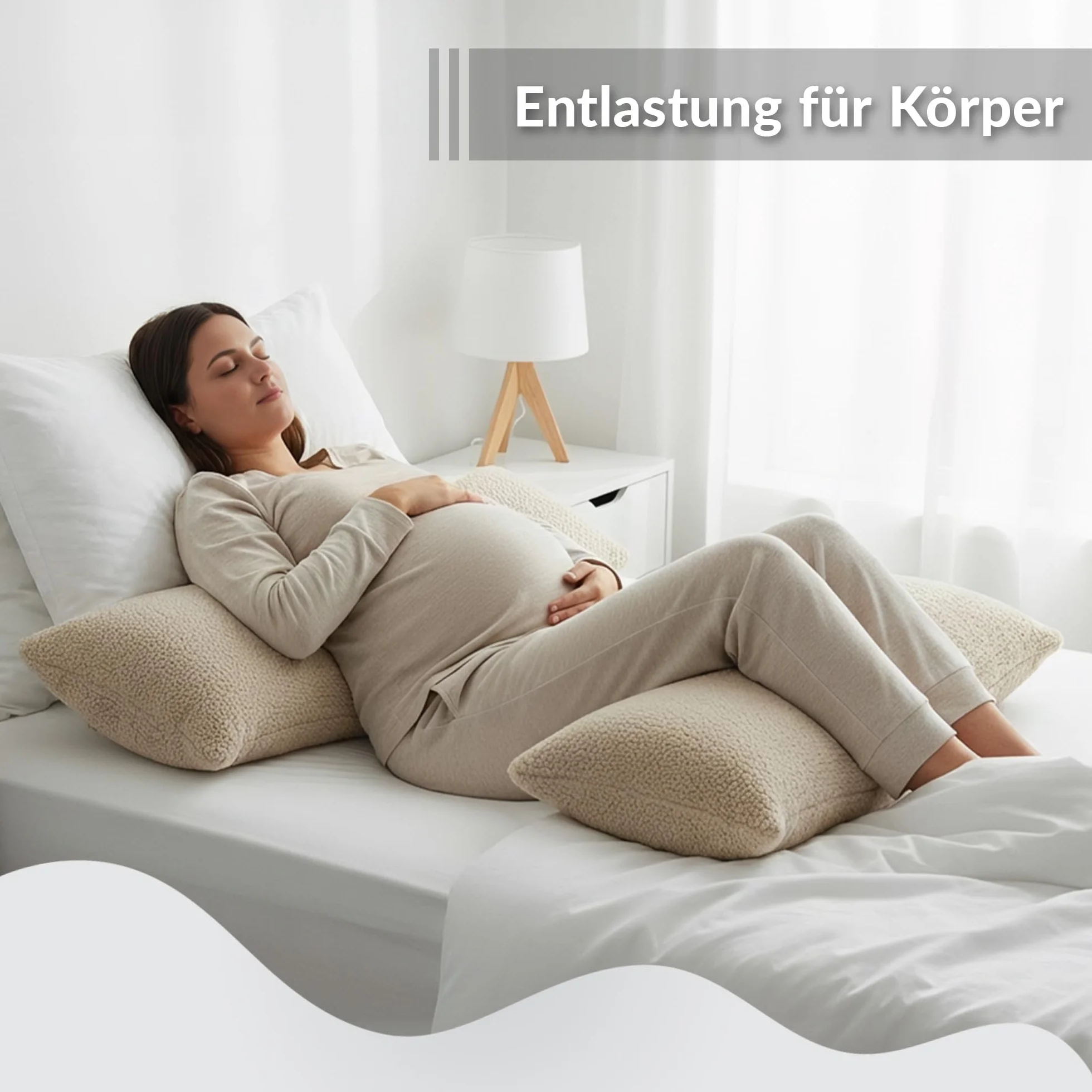 Totsy Baby Almohada Larga de Cuerpo 40x145 cm para Dormir de Lado – Body Pillow ergonómica Funda Bouclé Suave Transpirable desenfundable – Certificado Oeko-Tex Verde Oliva