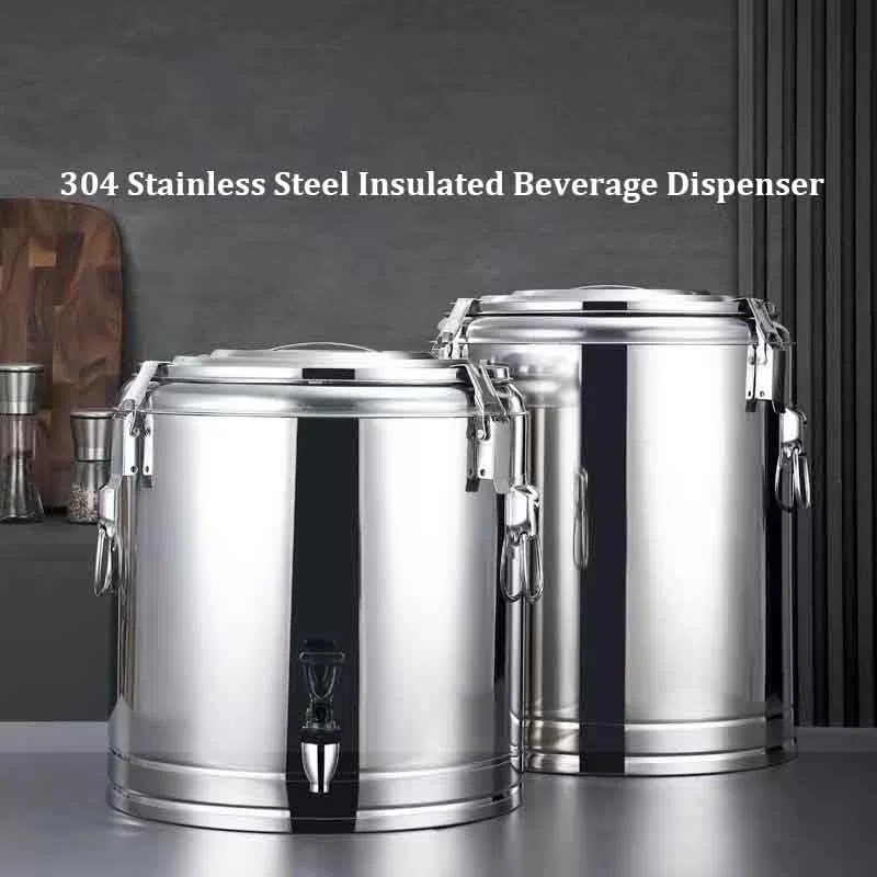Dispensador de bebidas aislado de acero inoxidable 304 comercial, grande, termo de café y té, barril aislado duradero para bebidas calientes/frías, perfecto para eventos y catering