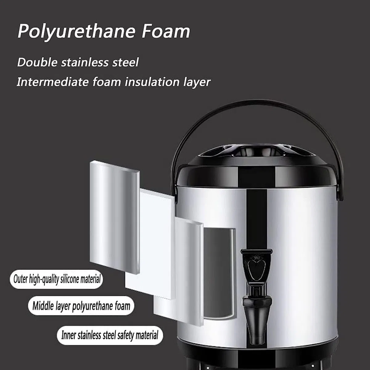 Dispensador de agua caliente con grifo, termo de acero inoxidable para catering, hervidor de agua con termostato de 6 l/8 l/10 l/12 l, termo de café comercial con barril aislado, aislado durante 10