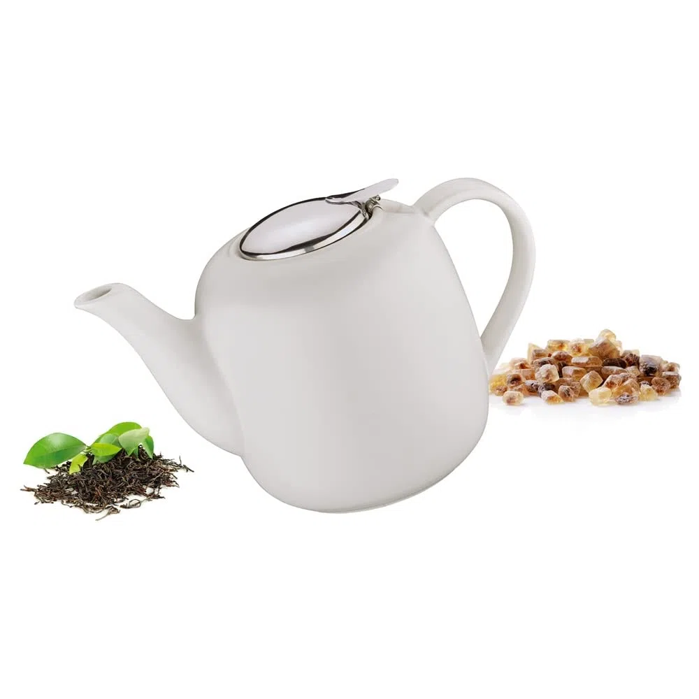 Küchenprofi Tetera London | de cerámica con filtro | Apto para lavavajillas | Capacidad de almacenamiento del calor para disfrutar del té de larga duración | Tetera con filtro | 8 tazas | 1,5 L