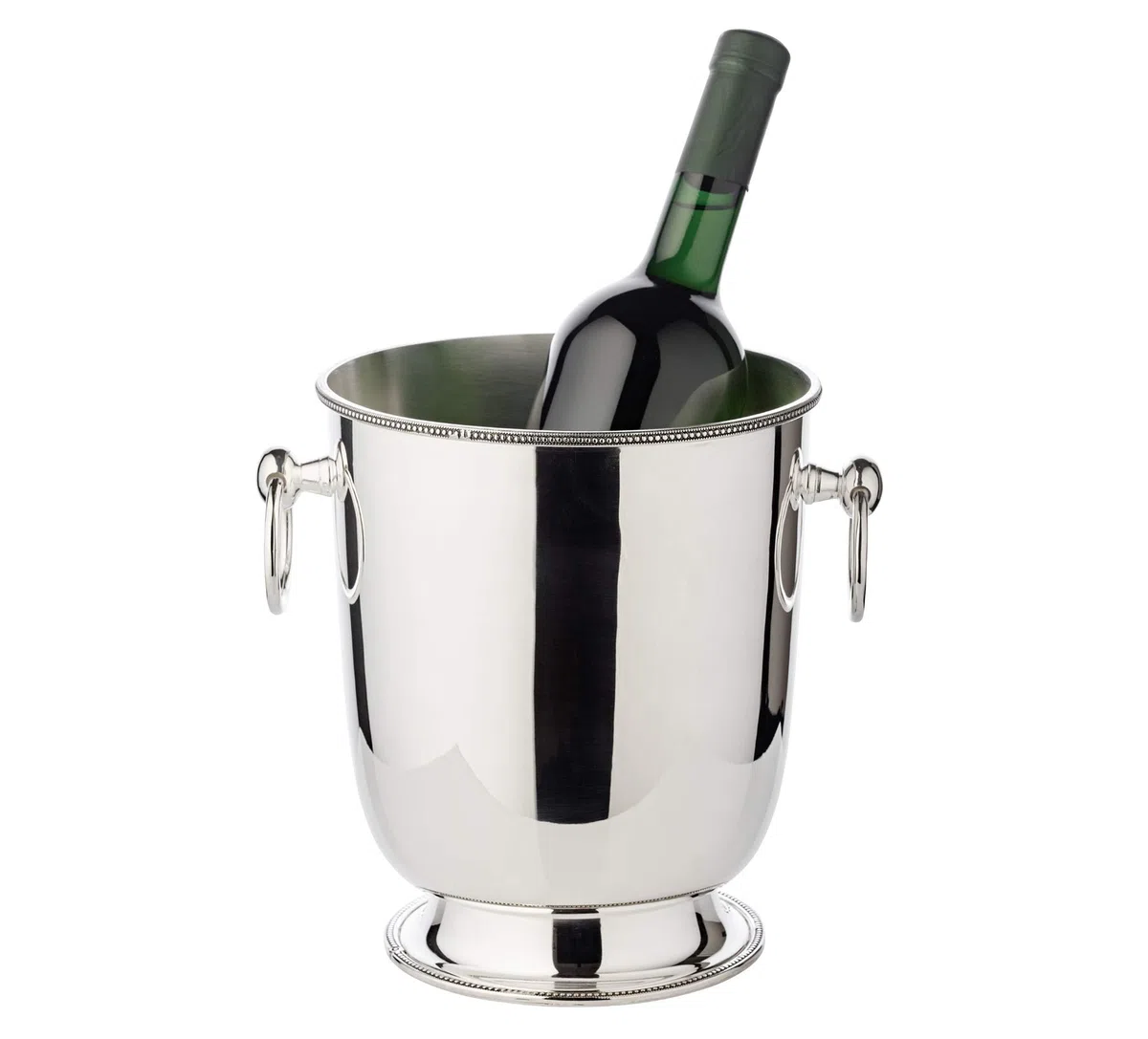 EDZARD Champanera Perla (H 22 cm, Ø 18 cm), plateada gruesa, de doble pared, con asas, para 1 botella – enfriador de vino, enfriador de botellas, cubitera
