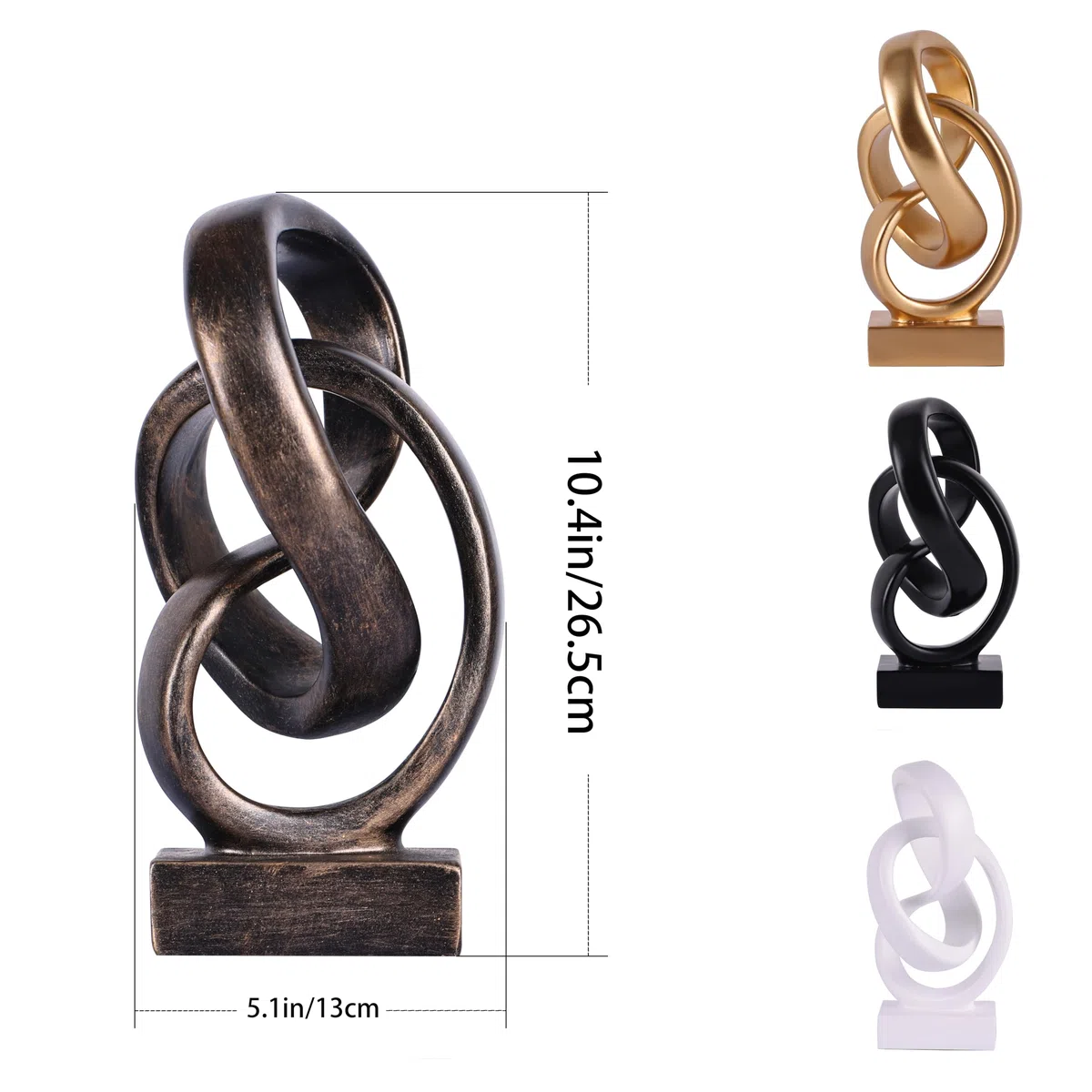 Escultura moderna abstracta de nudo, decoración artística de resina inspirada en el Möbius, elegante decoración para el hogar y la oficina, perfecta para estantes, escritorios y repisas, regalo ideal