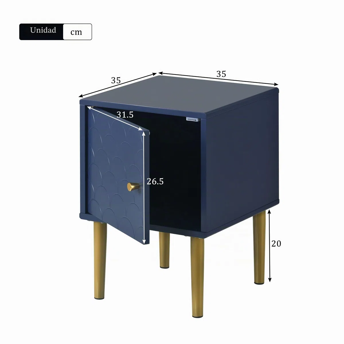 KAZZIO Juego de 2 mesitas de noche, mesitas de noche, mesitas auxiliares, color azul marino, mesa de sofá adecuada para cualquier cama y dormitorio (mesita de noche, 2)