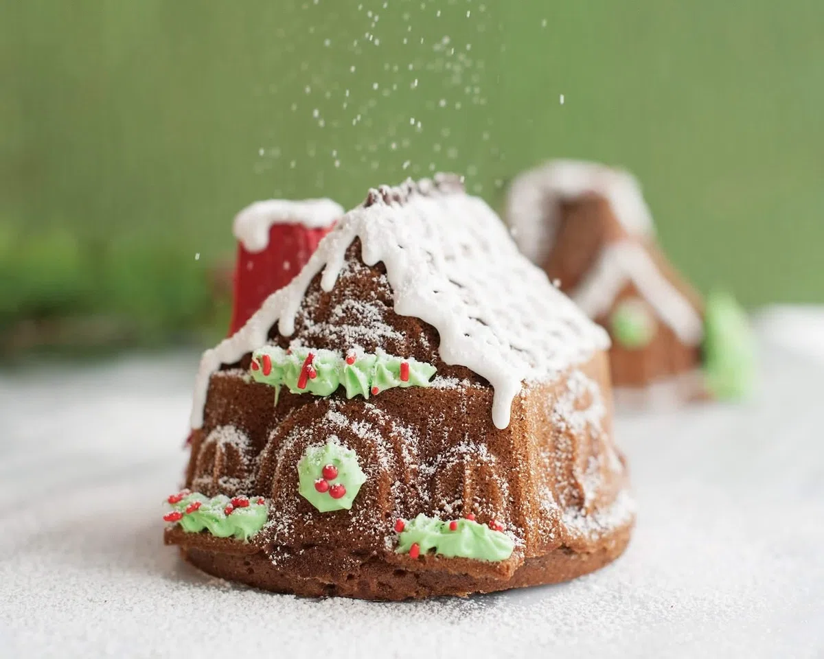 (One Size, None) - Gingerbread House Duet Cake Pan - Nordic Ware Seasonal Collection - Bundt cakes, jelly, savoury