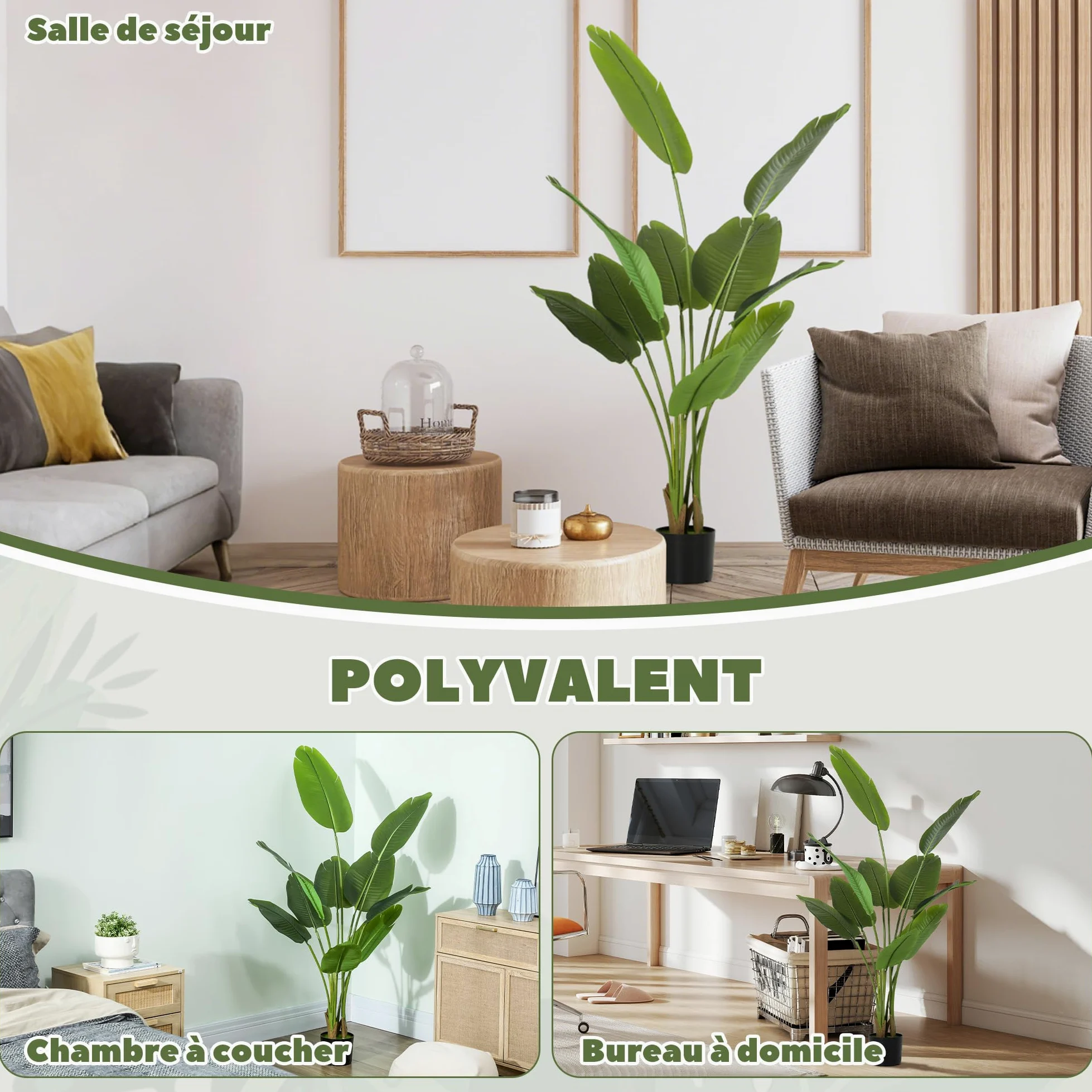 HOMCOM Planta Artificial Decorativa 160 cm Planta Artificial Ave del Paraíso con Maceta y Hojas Árbol Plástico de Interior y Exterior Decoración para Hogar Oficina Casa Balcón Dormitorio Verde