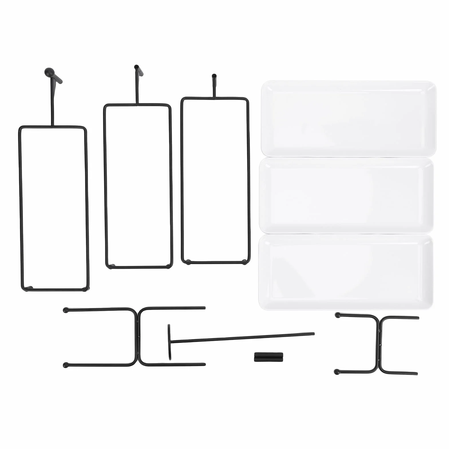 TOPINCN Soporte de Bandeja Grande con Niveles, Bandeja para Servir de 3 Niveles, Juego de Horneado de Porcelana con Soporte para Servir, Servidor de Buffet, Exhibición de Alimentos para (Black)