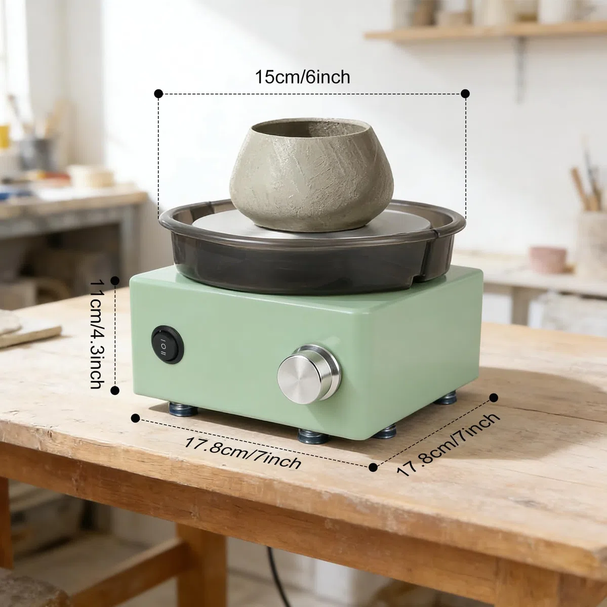 Mini Torno de Alfarero Eléctrico, Torno Cerámica para Adultos y Niños,Torno Cerámica Profesional con Velocidad Regulable, Kit Completo (Plato, Pedal, Herramientas) para Aprender Alfarería en Casa