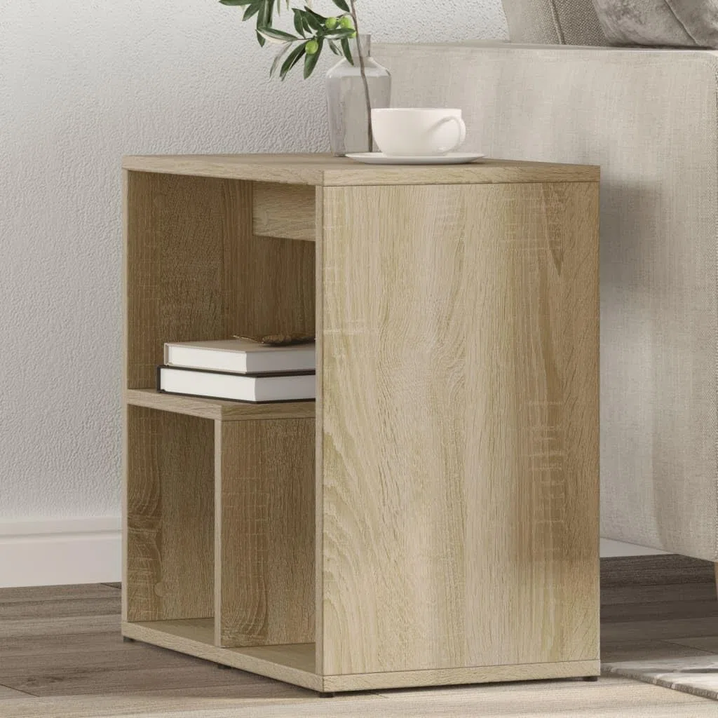 Juego de 2 mesas auxiliares de roble Sonoma, madera de roble, 50 x 30 x 50 cm, con estante de almacenamiento y tablero robusto para salón, dormitorio, pasillo, junto al sofá, cama