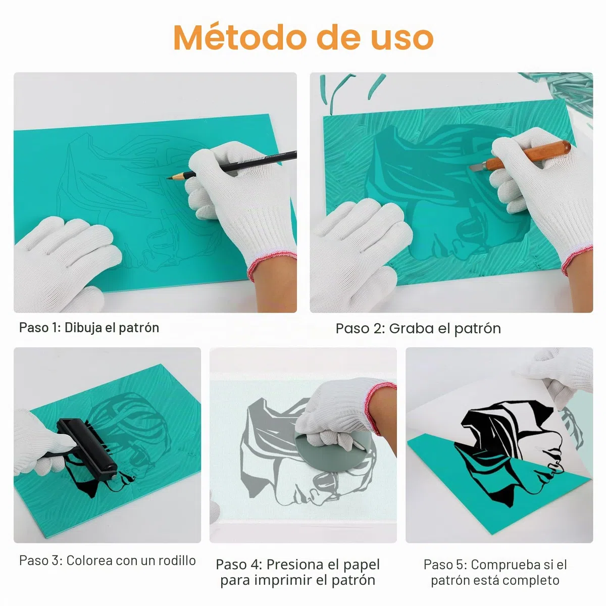 Juego de 31 herramientas de linóleo para tallar linóleo, juego de iniciación con placas de linóleo, papel de calco, bloque de mezcla para sellos y grabados