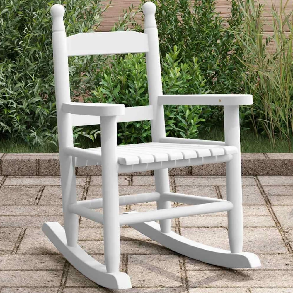 Genérico Mecedora para niños Madera Maciza de álamo Blanca,Mobiliario,Sillas,Mecedoras,4008881