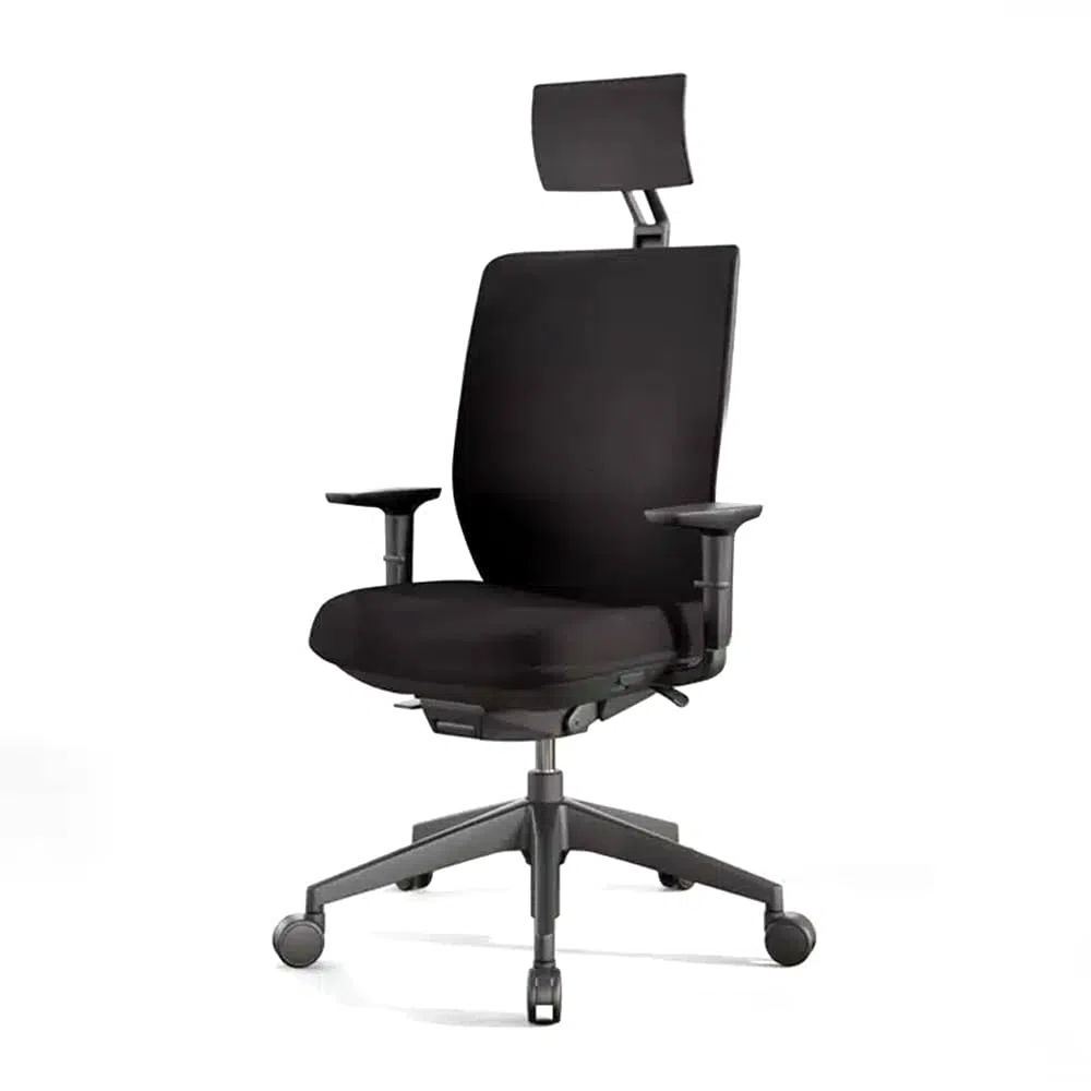 Silla de Oficina Profesional Actiu Trim Carbon Black Tapizado | hasta 150 kg y Uso de hasta 24 Horas… (Brazos 3D, con Cabezal)