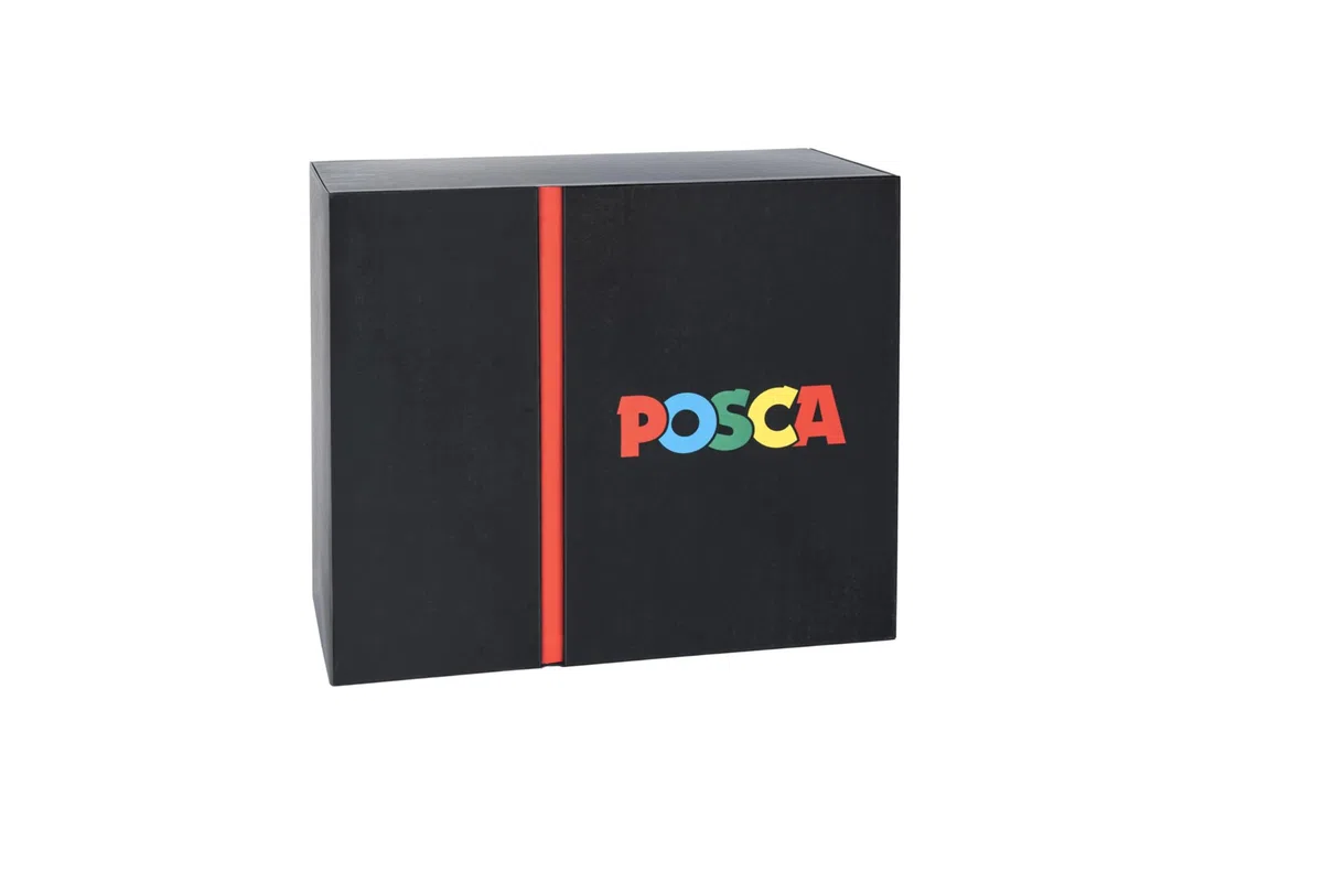 POSCA - Calendario de Adviento 2025 con 24 productos de papelería, papelería escolar, trabajos creativos - Ideas de regalo con cosas para la escuela, rotuladores de punta gruesa y fina, ceras de cera