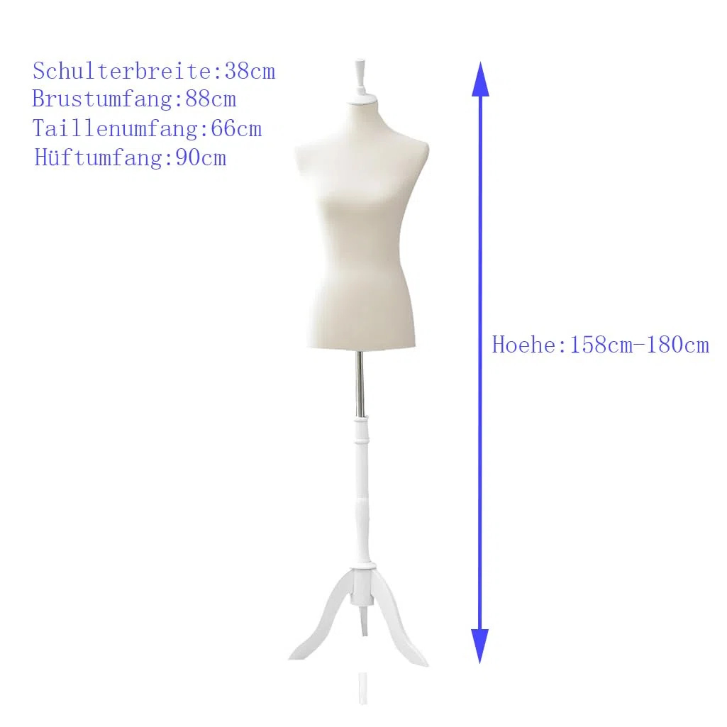 Loywe Maniquí de espuma femenino para mujer, busto de sastre, maniquí de costura, talla 36/38 | 1018 (beige)