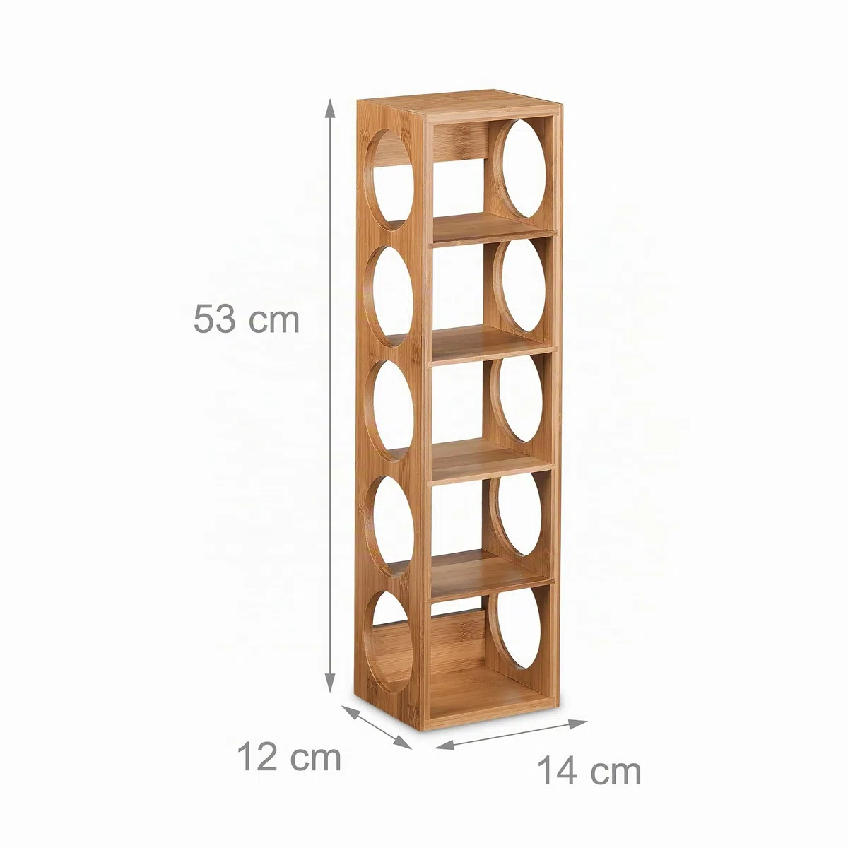 Relaxdays Botellero Vino Bambú, Pack de 2, Estantería 5 Botellas, 53 x 14 x 12 cm, Vertical,de Pie, para Cocina, Natural