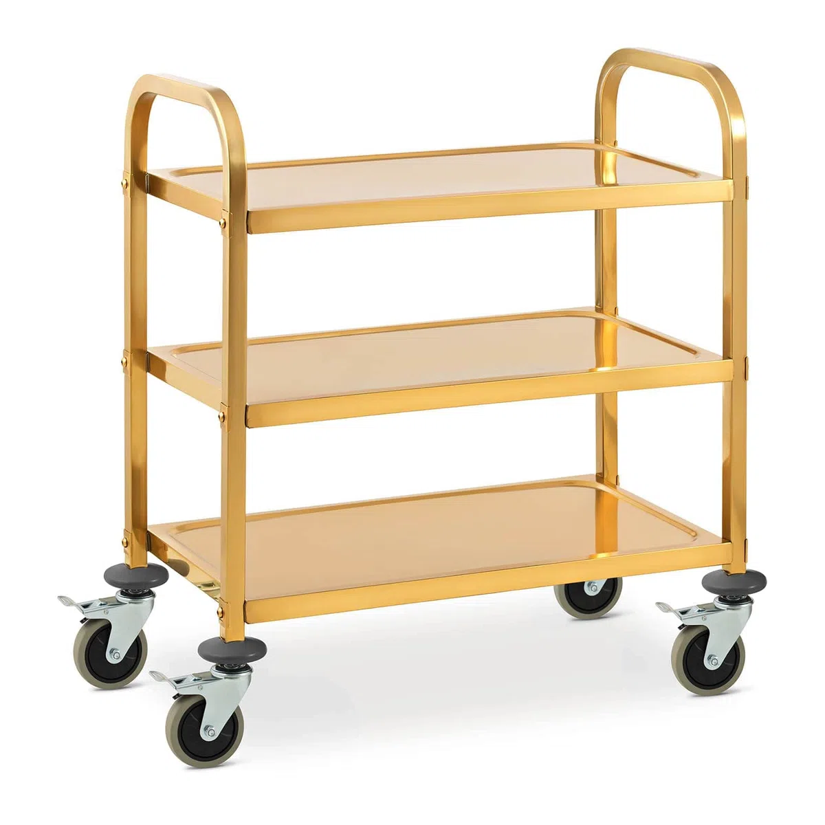 Carro de servicio de acero inoxidable con 3 estantes, capacidad de 240 kg, carro utilitario resistente