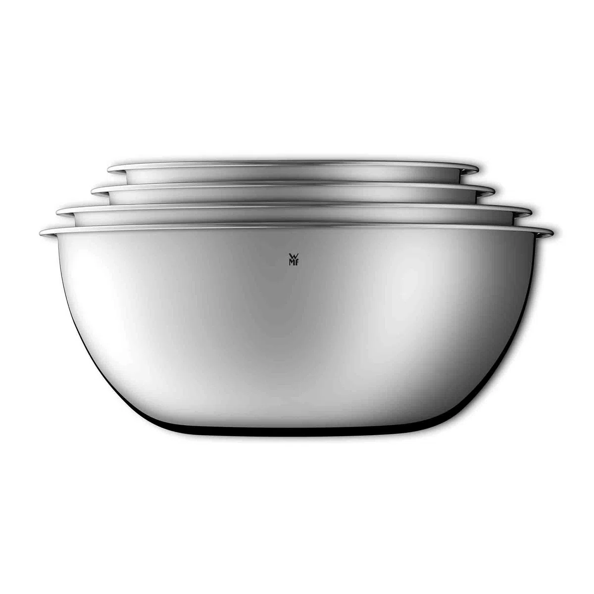WMF Bol Gourmet - Set de 4 Cuencos de Mezcla (0,75L, 1L, 2L, 2,75L), Apilables, Acero Inoxidable Cromargan 18/10, Apto para Lavavajillas