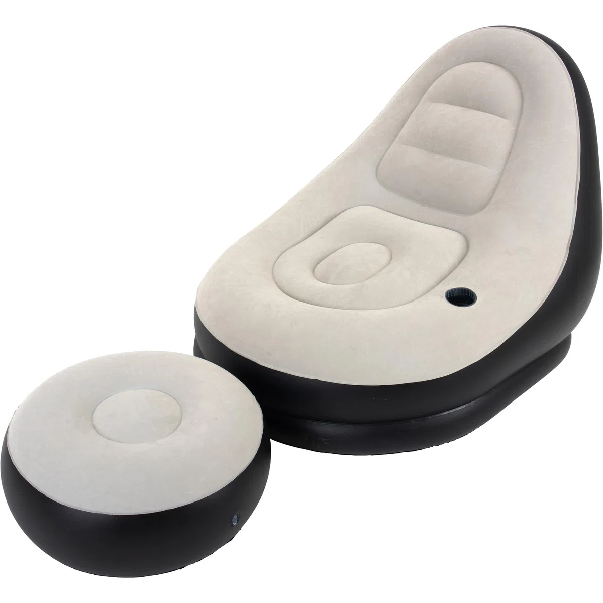 AVENLI Sillón Hinchable Flocado, PVC, Gris y Negro, Grande
