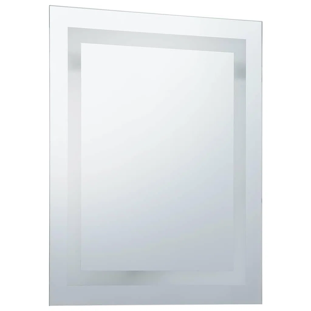 Espejo de baño LED con sensor táctil 60 x 80 cm, espejo cosmético sin marco con marco de aluminio, protección IP44, iluminado para baño, dormitorio y pasillo, incluye accesorios de montaje