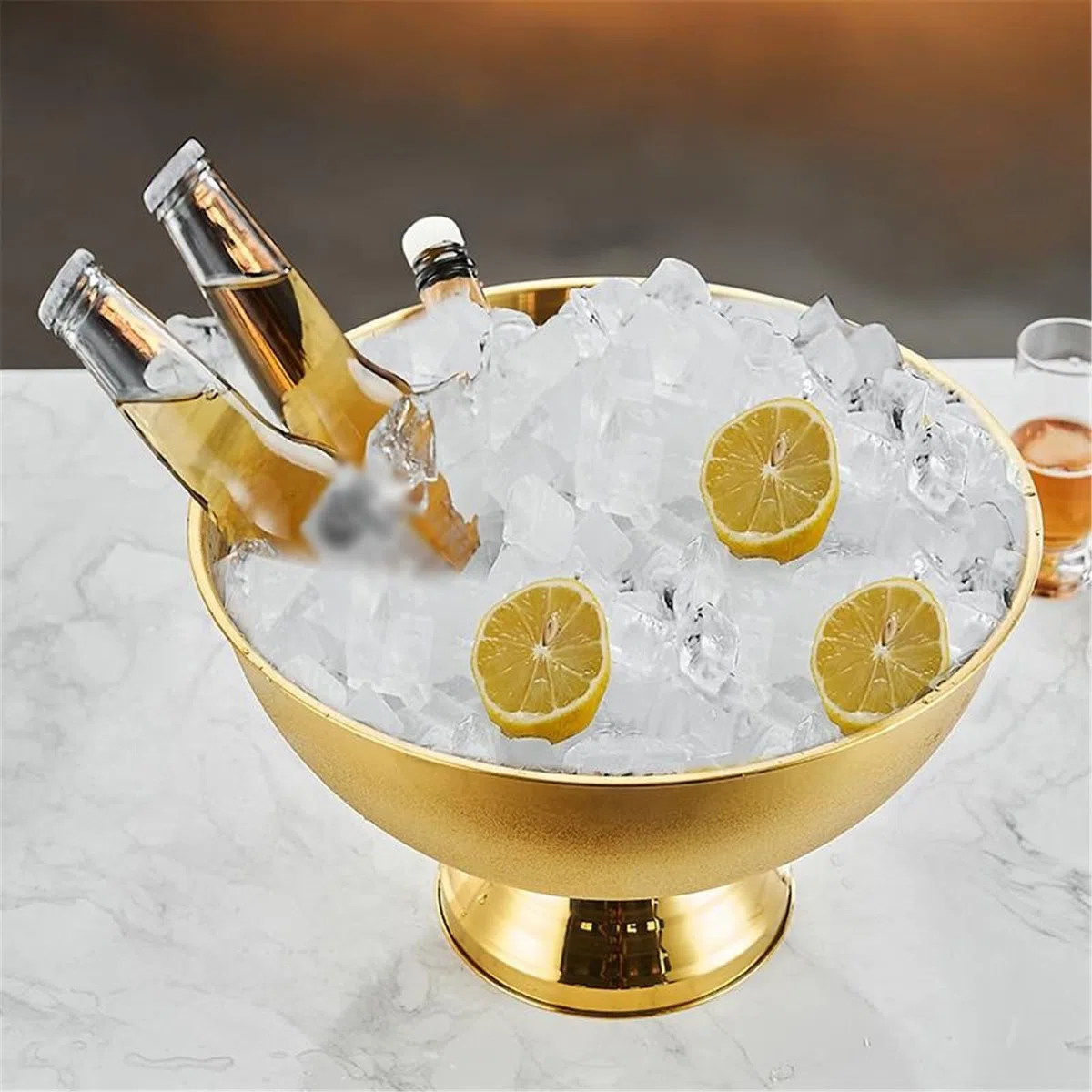 cubos de hielo Tina grande for bebidas con cubo de hielo acero inoxidable | For botellas de vino, champán o cerveza.(Silver)