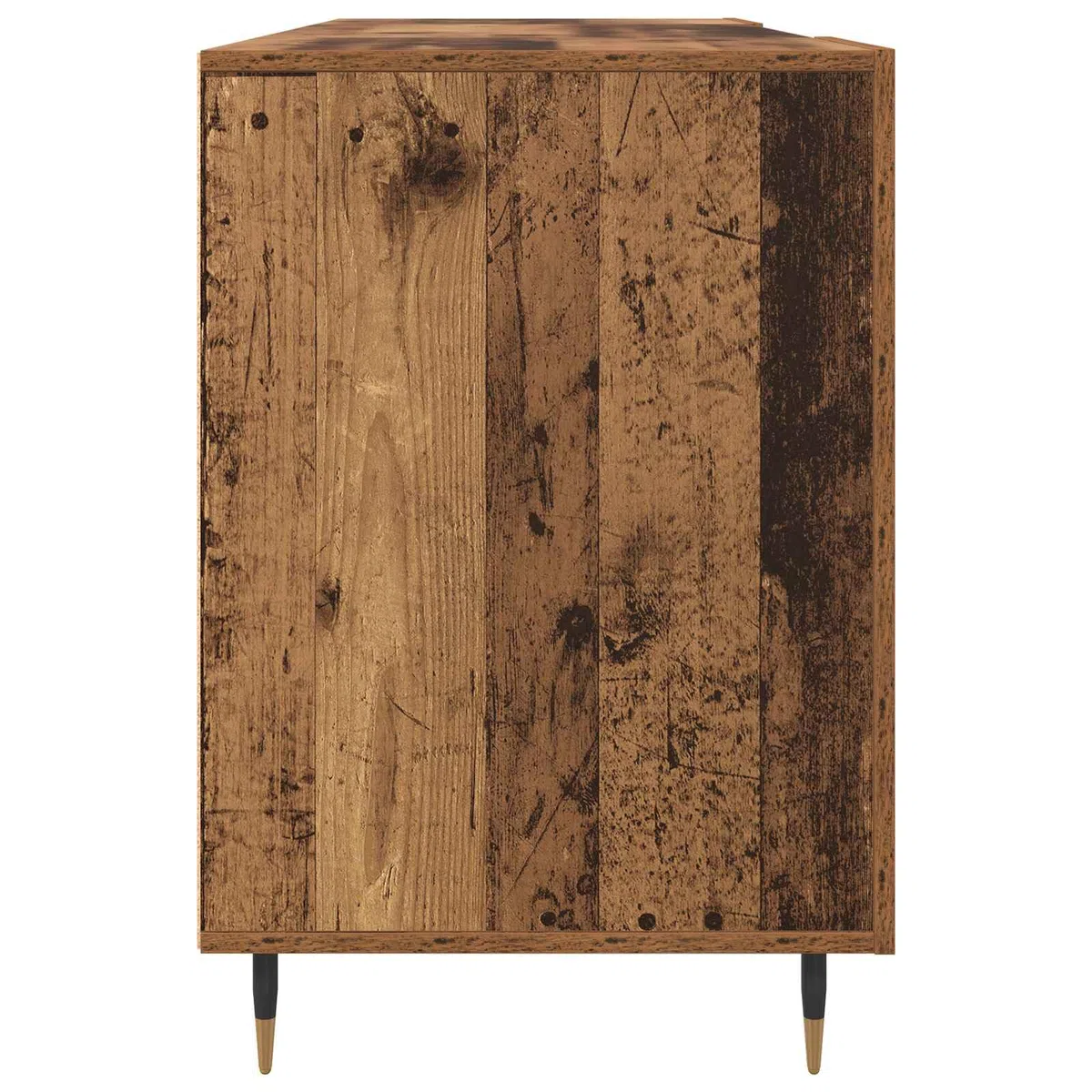 Escritorio con estante de madera recuperada 140 x 50 x 75 cm, material de madera mate, espacio de almacenamiento con 2 puertas y estantes, ergonómico para oficina, oficina en casa, estudio