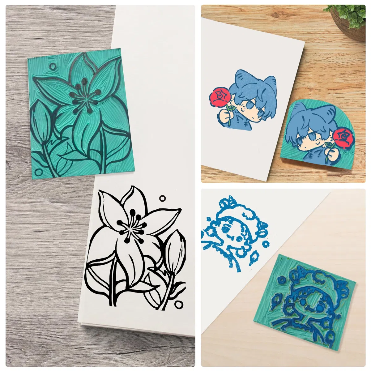 Juego de 31 herramientas de linóleo para tallar linóleo, juego de iniciación con placas de linóleo, papel de calco, bloque de mezcla para sellos y grabados