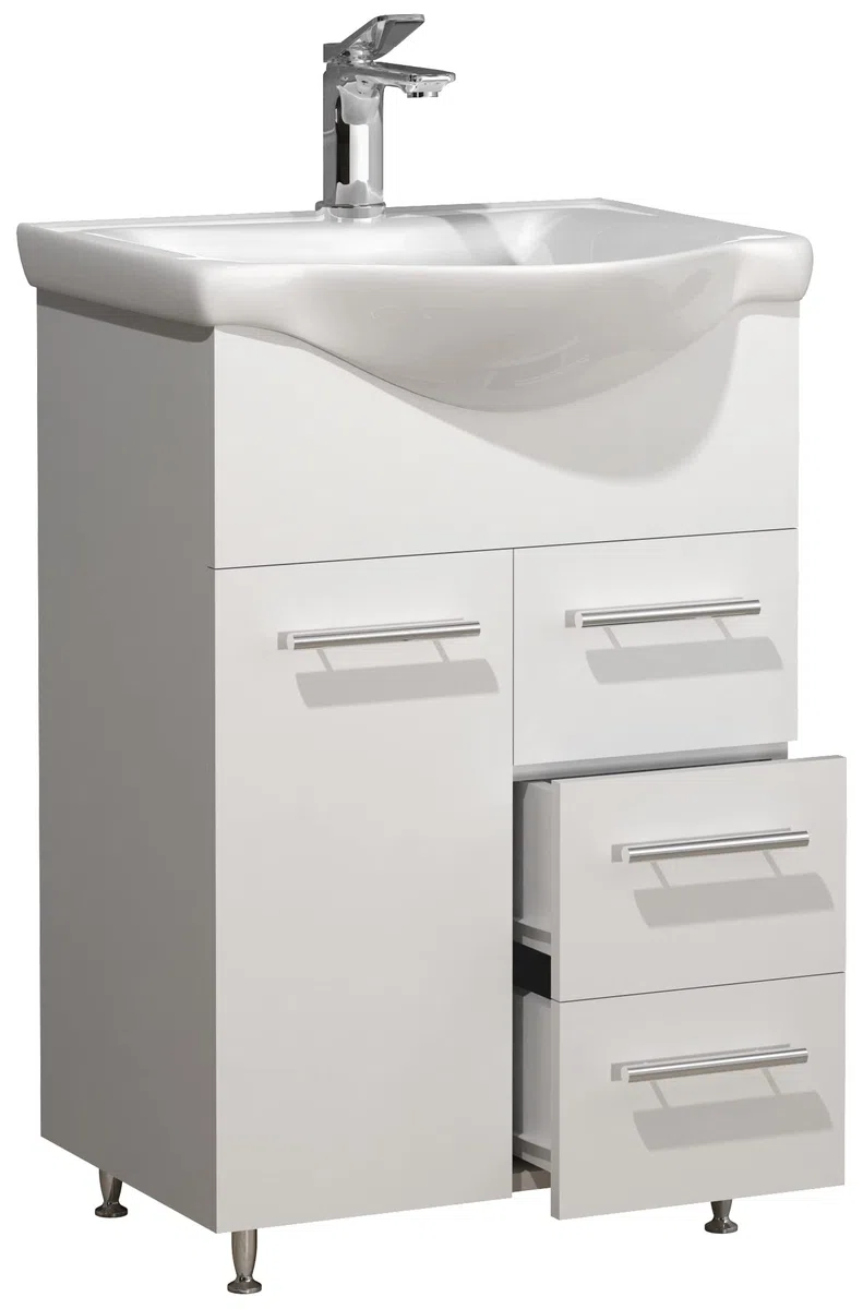 VCM Mueble Lavabo 2 Piezas Lavabo Conjunto Mueble de Baño Lavabo Cajón Espejo Armario Lisalo L