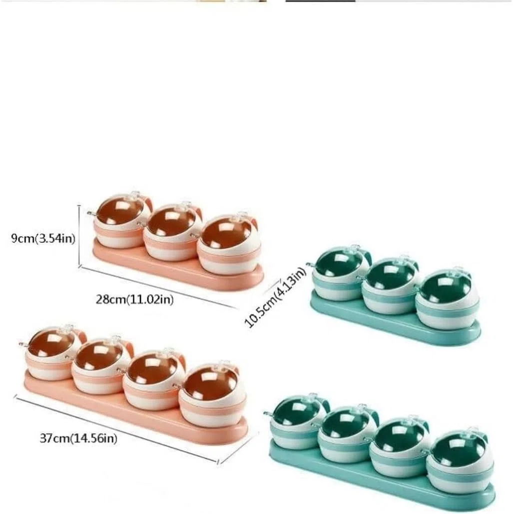 SAeWare Juego de recipientes de especias de plástico para condimentos de cocina con tapa de cuchara, contenedor de condimentos para cocina, encimera de cocina, color rosa, 3 piezas