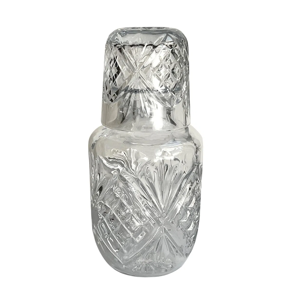 Jarra de agua para mesita de noche con taza de cristal, jarra transparente y vasos de cristal, perfecta para mesita de noche o dormitorio de invitados