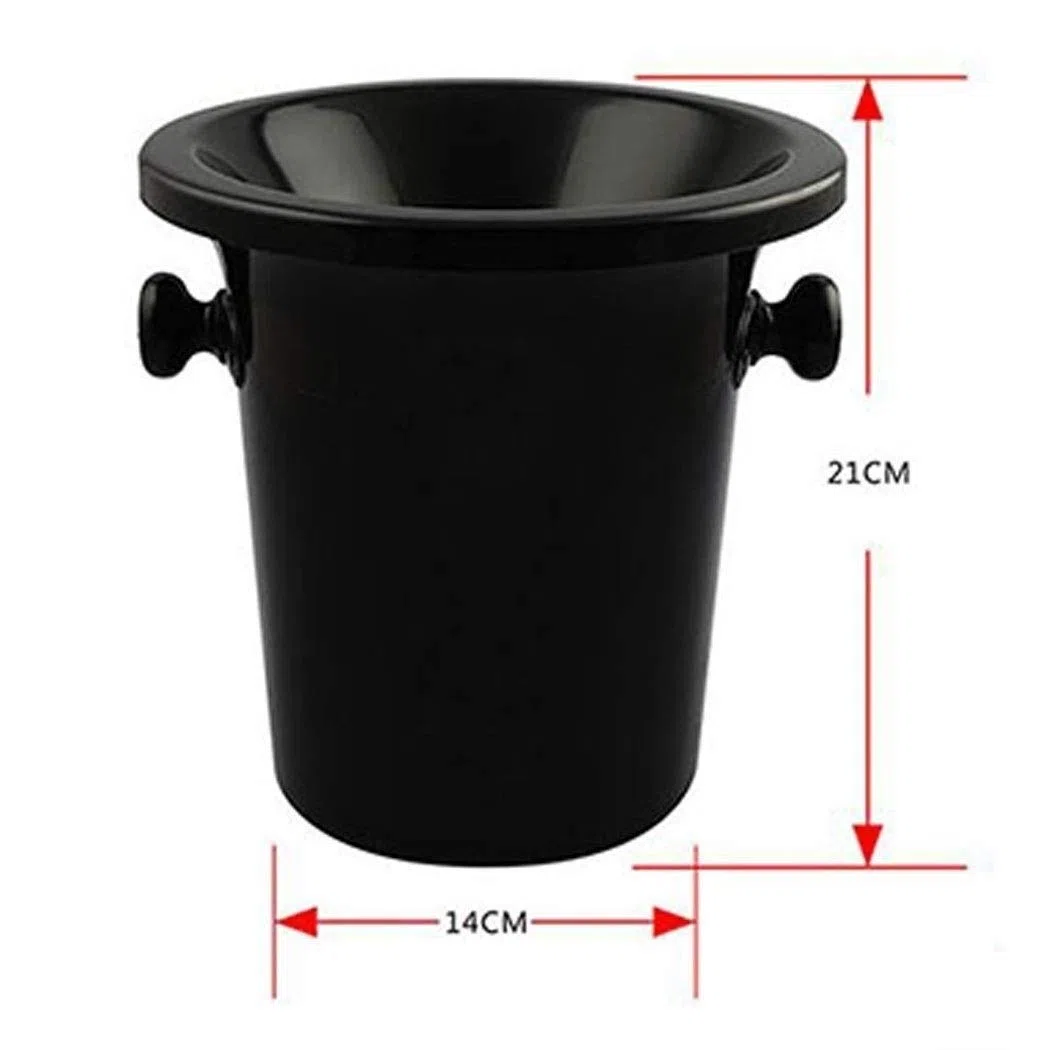 Cubeta​para Hielo, Cubo de Hielo para Botella de Vino, Hecho a Mano en Cubo de Hielo Negro con Aislamiento de Doble Pared con Pinzas para Hielo y abridor de Botellas
