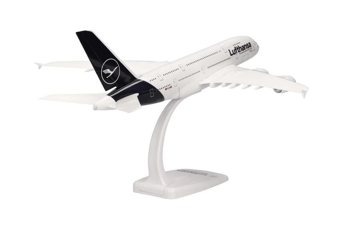 Herpa 612319-Airbus A380, biplano de Lufthansa, Alas, aeromodelismo con Soporte, construcción de maquetas, Modelos en Miniatura, Objeto de colección, plástico, Ajuste a presión-Escala 1:250 (612319)