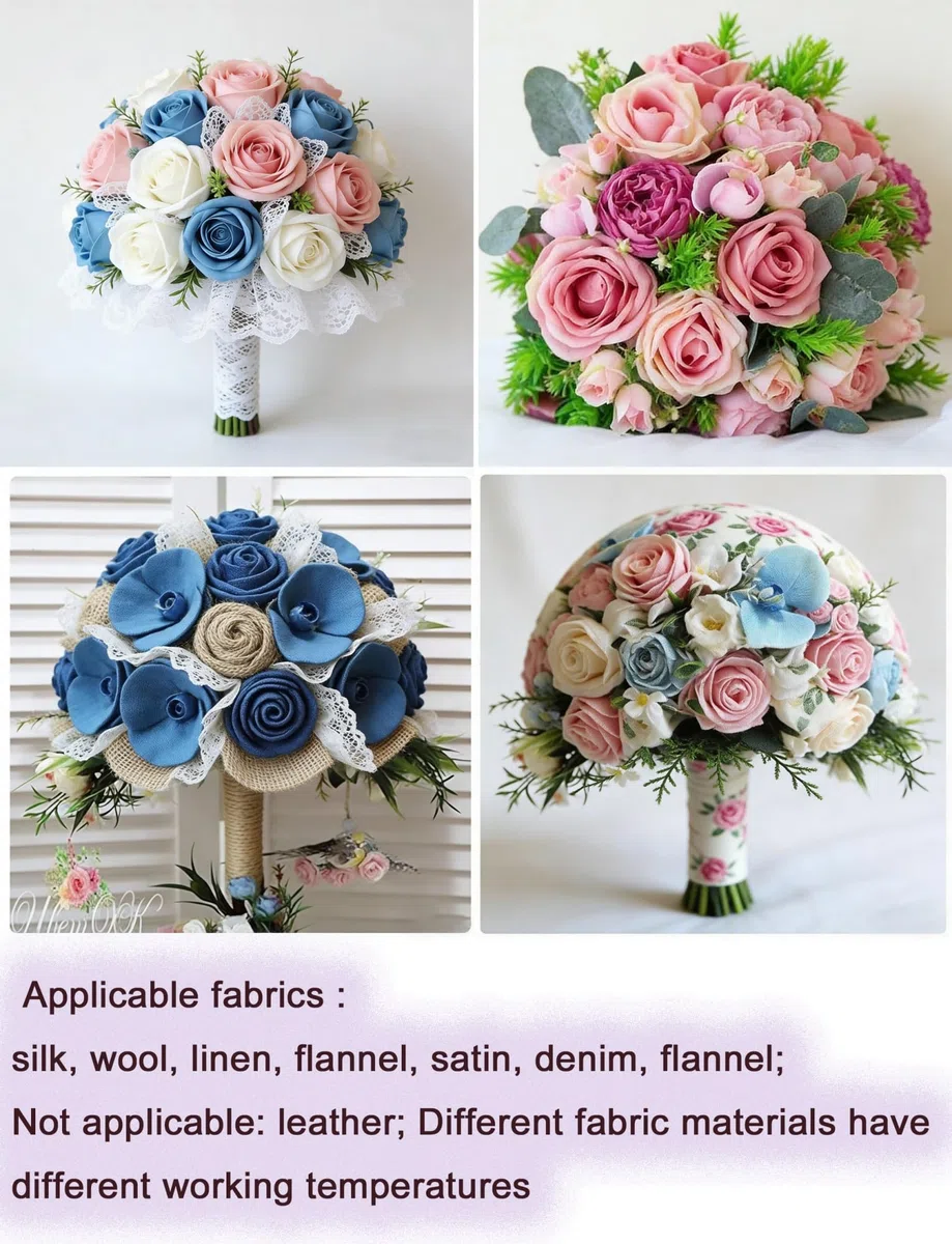 Juego de herramientas para hacer flores de tela, herramientas para hacer flores de tela con cabezales de planchado, ideal para manualidades de flores artificiales
