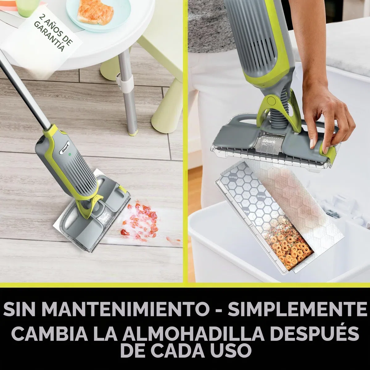 Shark VacMop 2 en 1, Aspiradora y Mopa sin Cable con Spray, Gris Antracita | Para Suelos Duros, 4 Almohadillas Desechables, Solución de Limpieza de 355 Ml, Ligera 1,5 Kg, sin Mantenimiento, VM200EU