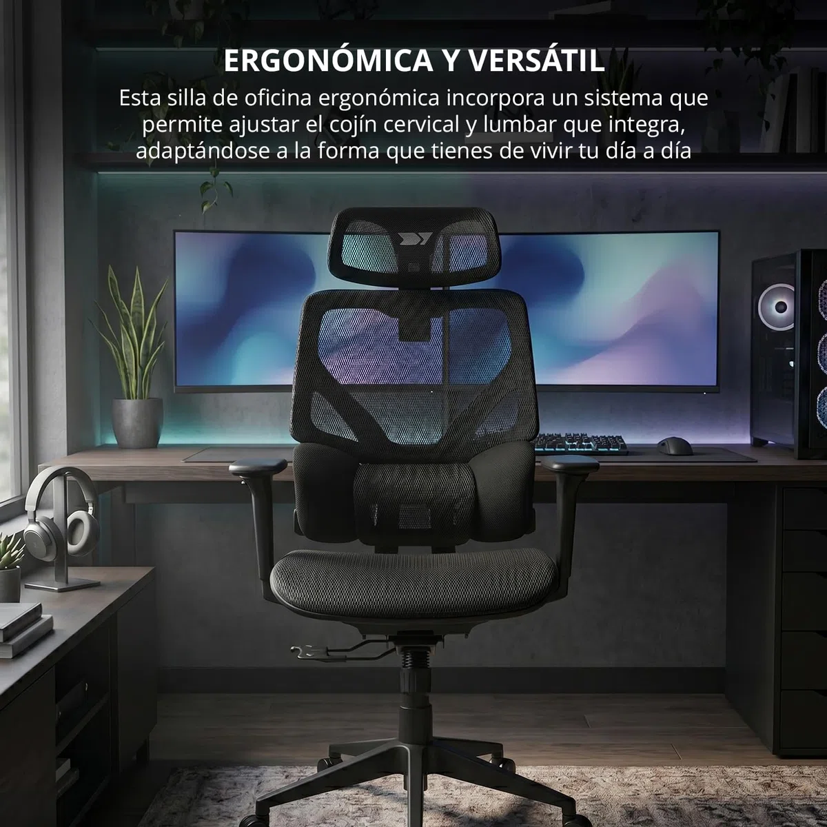DRIFT GAMING DRAIR400 – Silla Gaming Profesional en Malla, reposabrazos 4D Acolchados, pistón Clase 4, giratoria e inclinable, Cojines Lumbar y Cervical Integrados, Negro