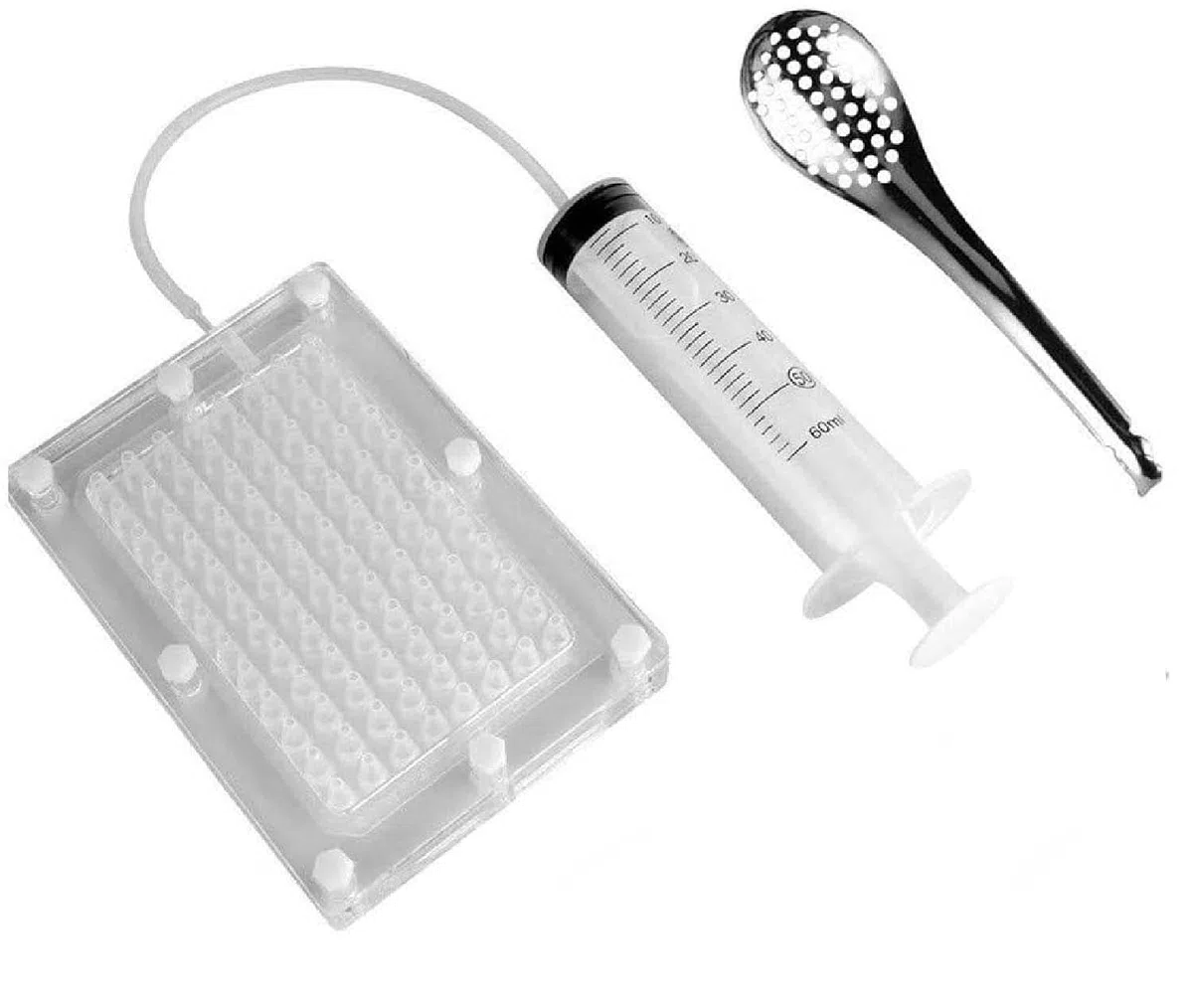 Máquina Para Hacer Caviar De 96 Agujeros, Gotero De Esferificación, Kit De Gastronomía Molecular, Dispensador De Salsa De Huevas, Herramientas Para Tamizar/Con Cuchara Y Jeringa