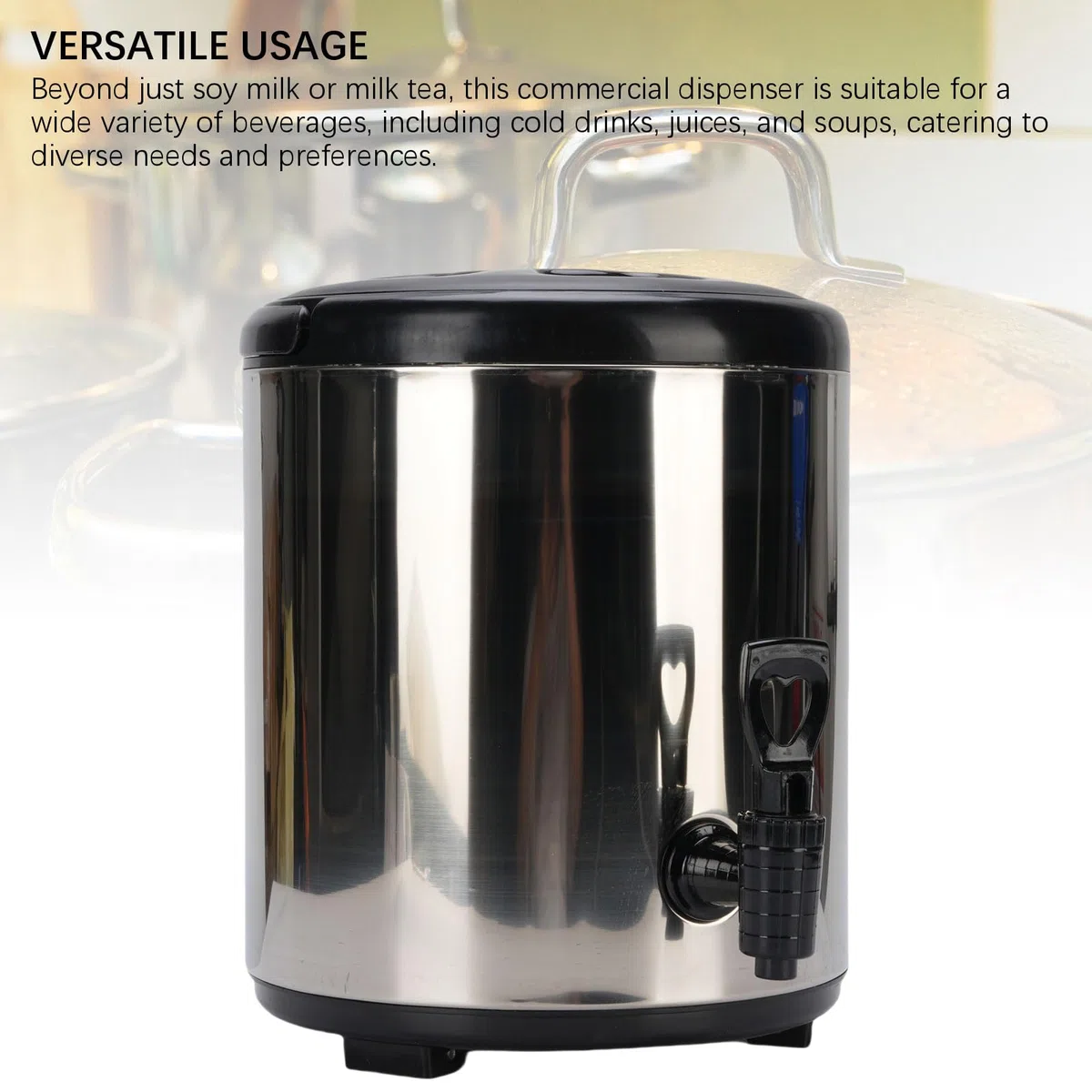 Yctze Dispensador de Bebidas Aislado de 6 Litros, Dispensador de Bebidas de Acero Inoxidable, de Grado Alimenticio 304 con Función de Frío Caliente, Ideal para Leche, té, Jugo y Sopa (SILVER)