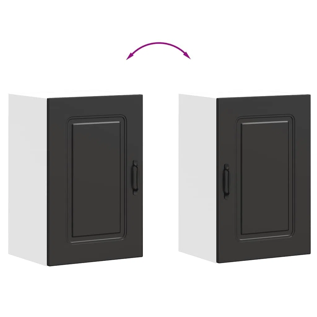 vidaXL Armario de Pared para Cocina Kalmar Madera de ingeniería Negra, Unidad de Pared de Cocina, gabinete para Pared de Cocina, gabinetes de Pared con Puertas
