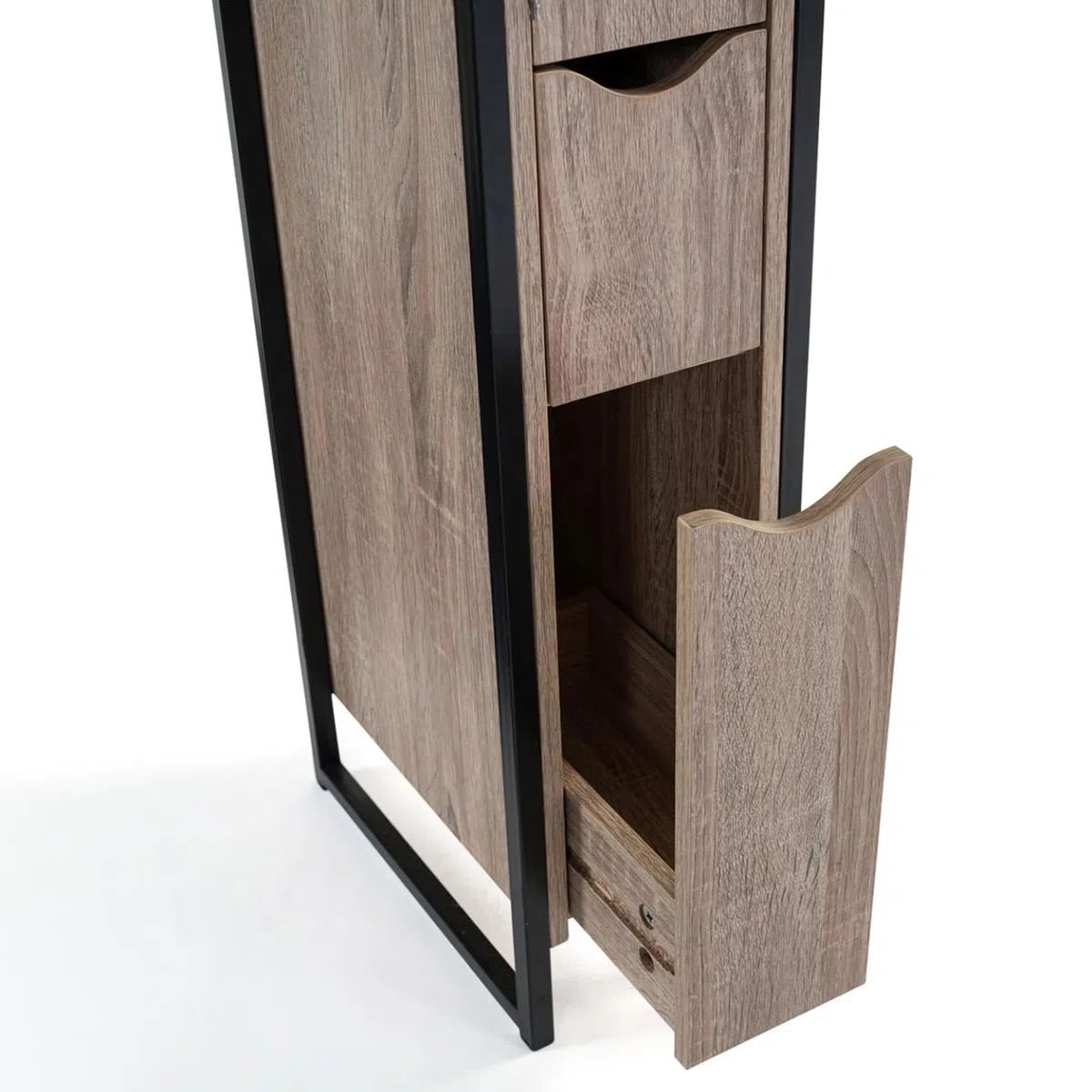 IDMarket - Mueble WC 3 puertas DETROIT diseño industrial con estantes