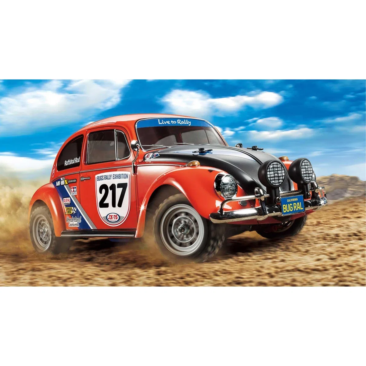 Tamiya 58650-1:10 RC VW Beetle Rally MF-01X, Coche/vehículo teledirigido, modelismo, Kit, Hobby, Montaje, sin Pintar