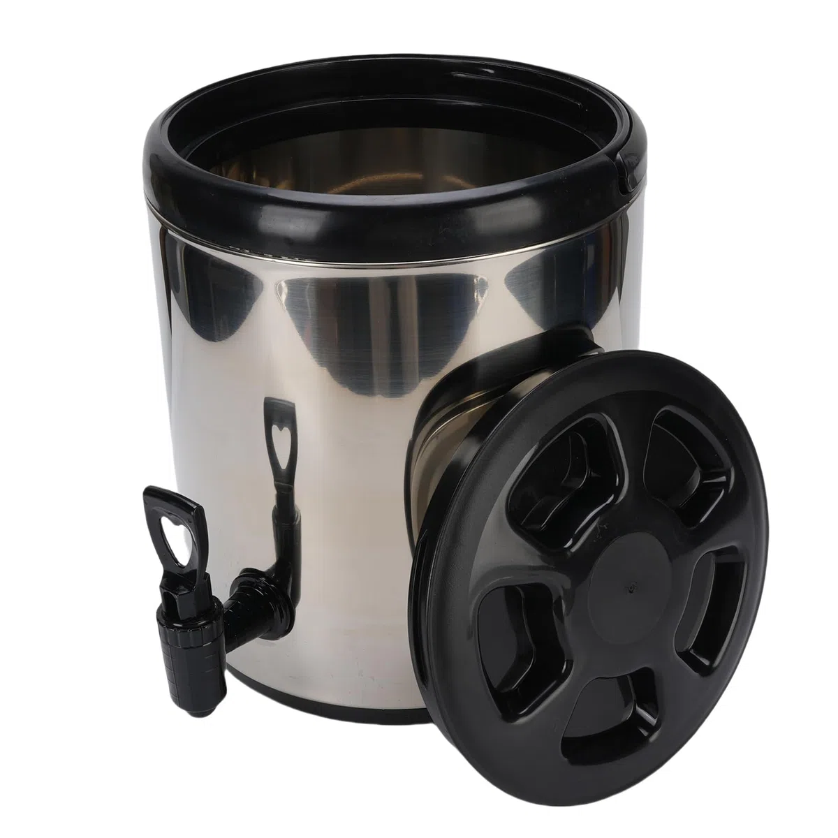 Yctze Dispensador de Bebidas Aislado de 6 Litros, Dispensador de Bebidas de Acero Inoxidable, de Grado Alimenticio 304 con Función de Frío Caliente, Ideal para Leche, té, Jugo y Sopa (SILVER)
