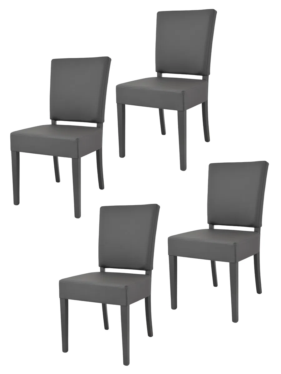t m c s Tommychairs - Set 4 sillas Genny para Cocina, Comedor, Bar y Restaurante, solida Estructura en Madera de Haya y Asiento tapizado en Polipiel Gris Oscuro