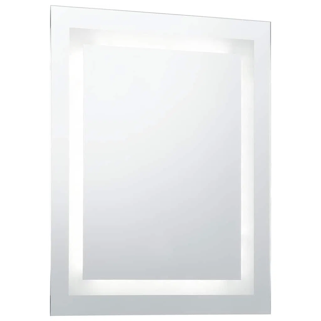 Espejo de baño LED con sensor táctil 60 x 80 cm, espejo cosmético sin marco con marco de aluminio, protección IP44, iluminado para baño, dormitorio y pasillo, incluye accesorios de montaje