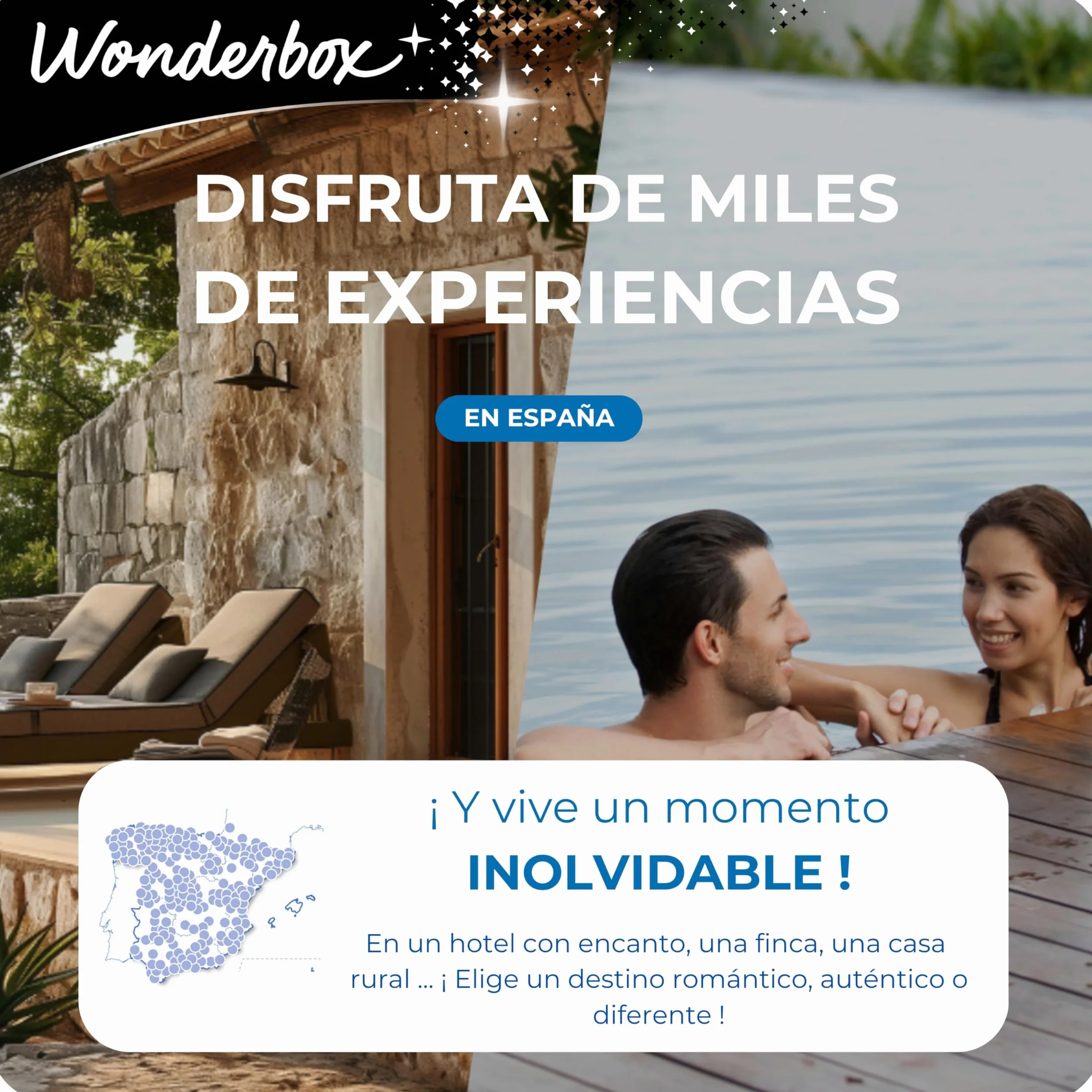 WONDERBOX - Caja regalo - Vivan Los Novios Pasion | 1 con desayuno y cena o bienestar - Más de 700 estancias - Hoteles de 4*, estancias con cena gastronómica, balnearios