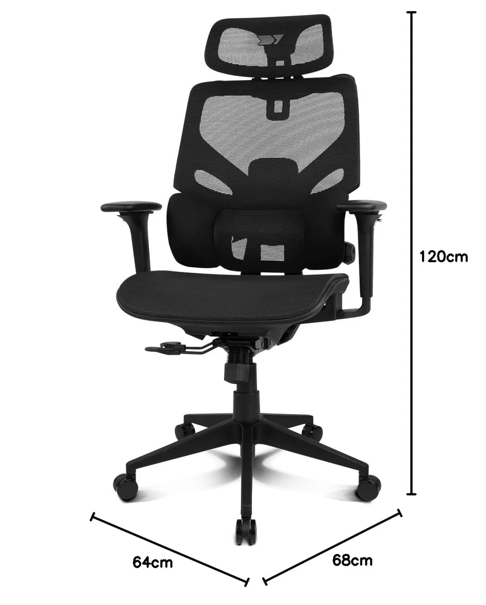 DRIFT GAMING DRAIR400 – Silla Gaming Profesional en Malla, reposabrazos 4D Acolchados, pistón Clase 4, giratoria e inclinable, Cojines Lumbar y Cervical Integrados, Negro