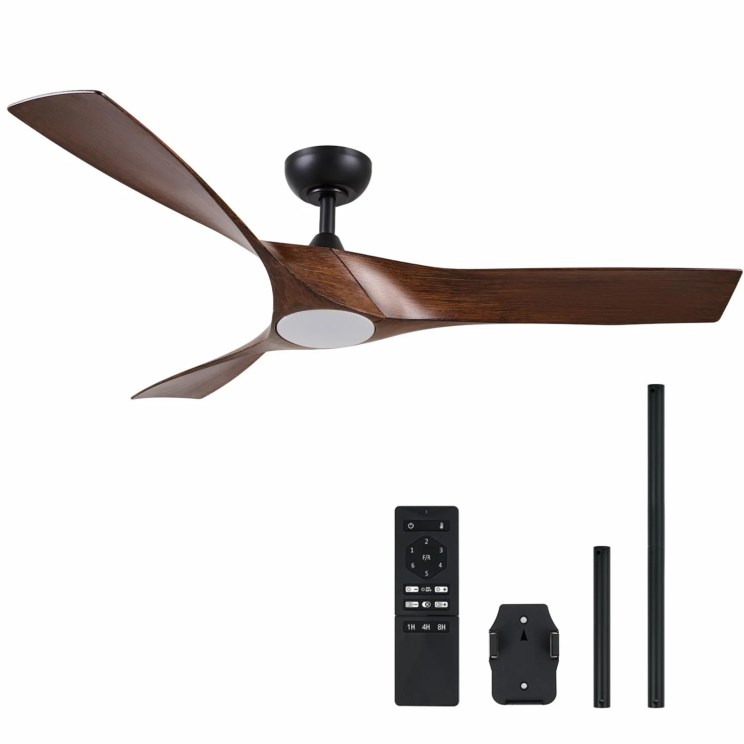 VONLUCE Ventilador de Techo con Luz y Mando a Distancia, 132 cm, 3 Aspas, Motor DC Reversible Silencioso de 6 Velocidades, Ventilador de Techo para Estudio, Patio, Marrón Oscuro