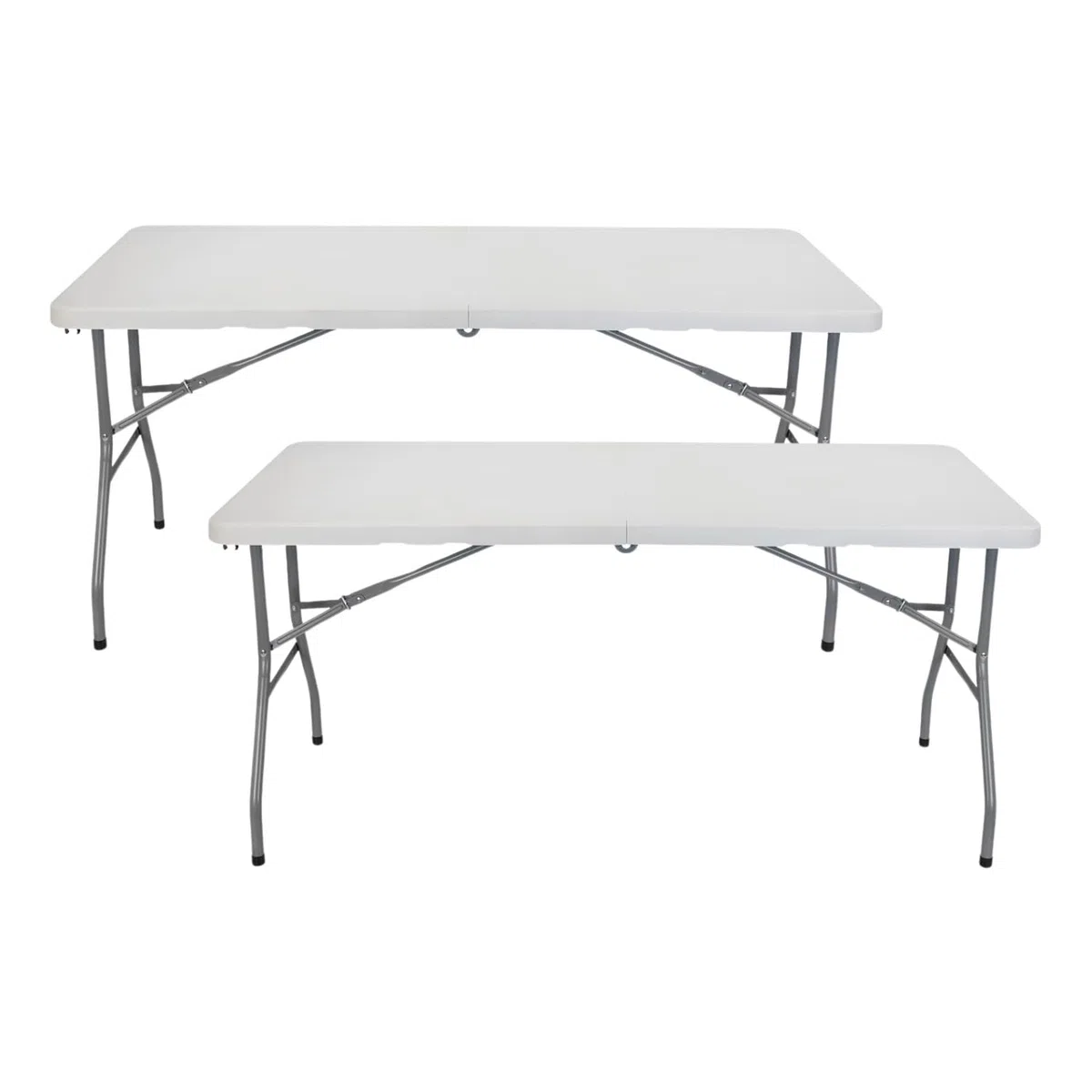 THINIA HOME - Mesa Plegable Rectangular Catering 150cm (Pack 2), Resina/Acero, Interior/Exterior, Jardín y Terraza, Resistente Humedad y Rayos UV, Portátil, 4 Comensales, Dimensiones 150x70x74cm