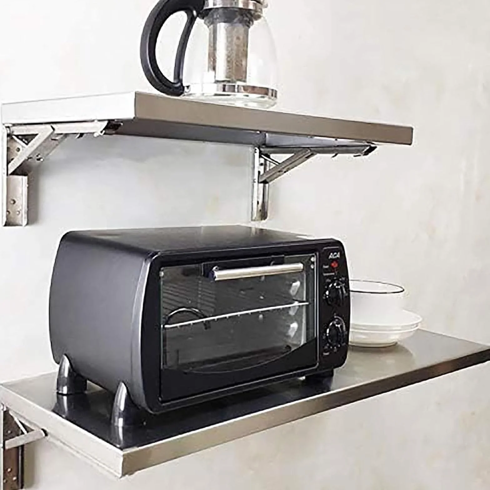 Mesa plegable de pared de acero inoxidable, diseño que ahorra espacio para cocina o comedor, 50 x 30 cm, ideal para espacios de vida compactos